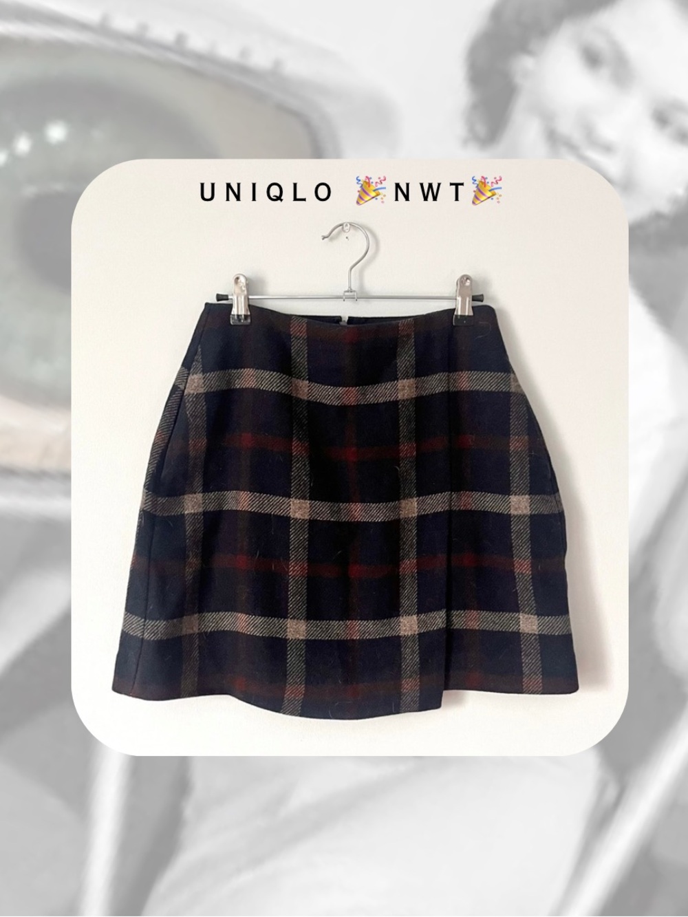 NWT 🎉Uniqlo Plaid Wool Mini Skirt